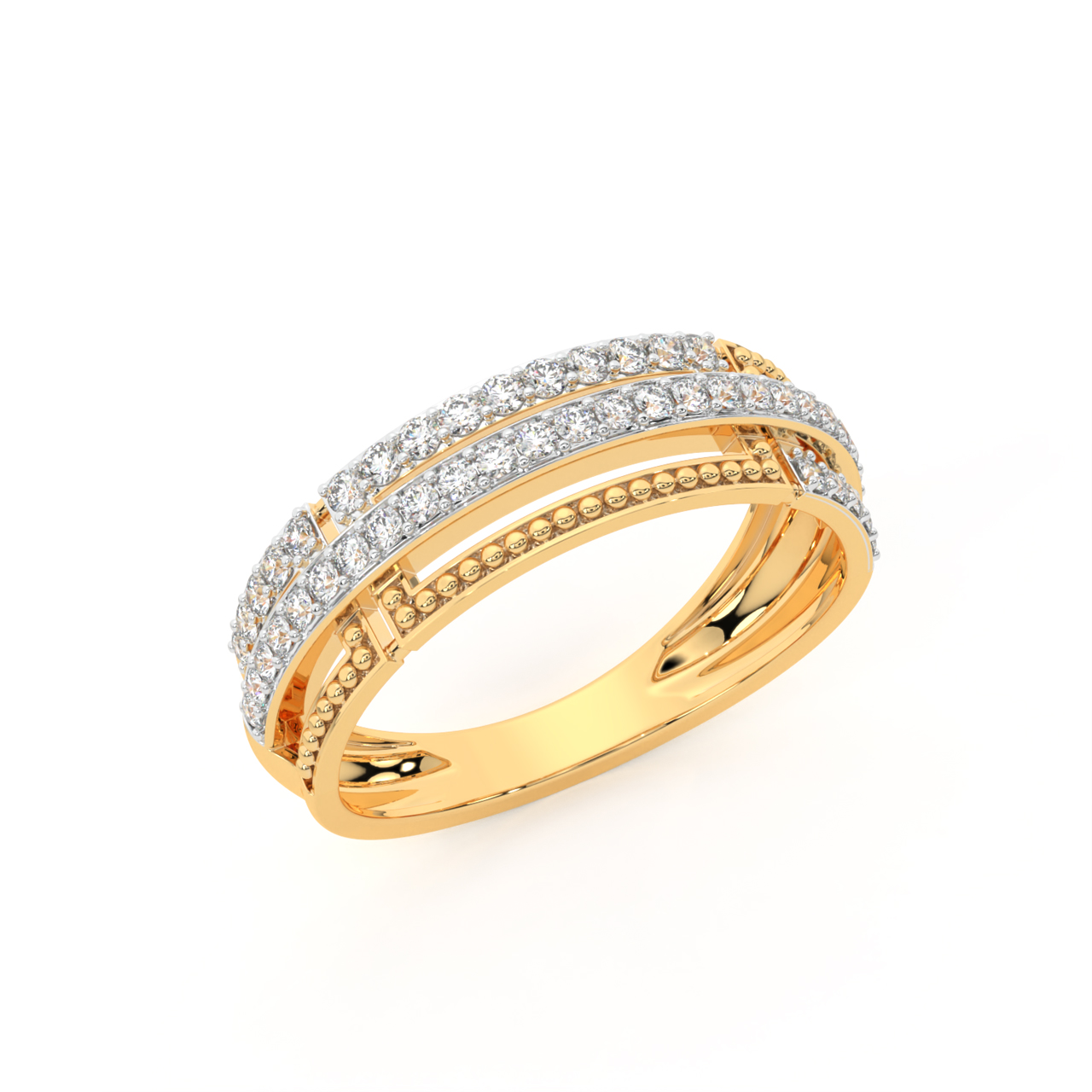 Men's Diamond Accent Rectangle Nugget Ring in Yellow Gold