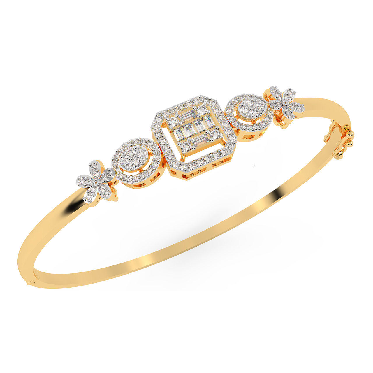 Rose Gold American Diamond Bangles | CZ Crystal Floral design Bracelet –  Indian Designs