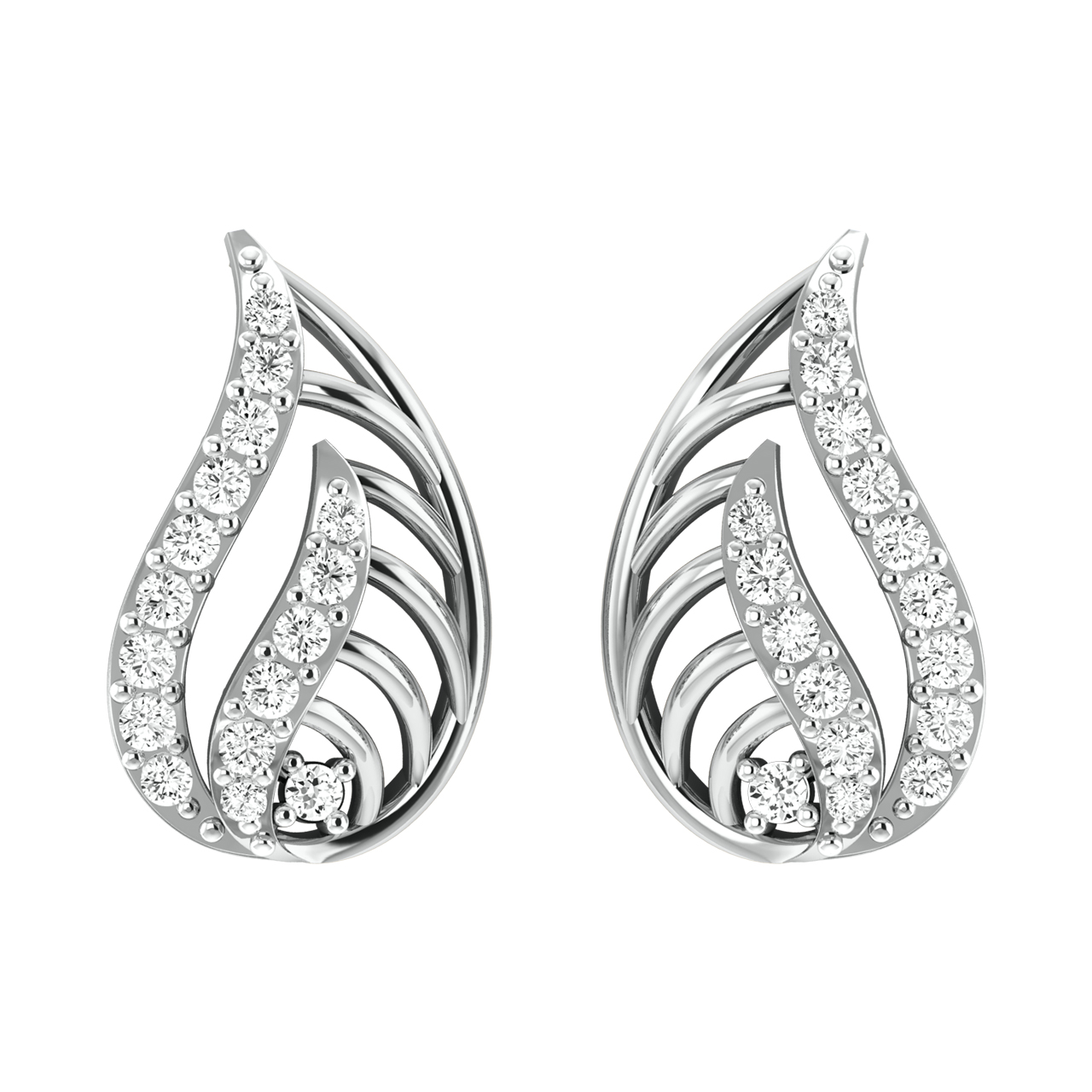 Buy Fia Leaf Design Diamond Stud Earrings Online