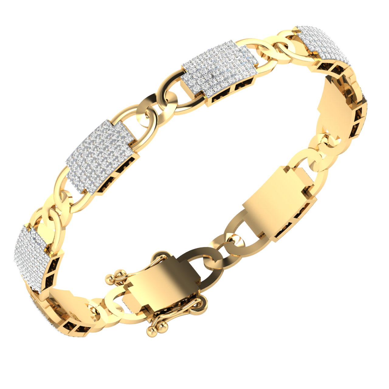 9ct Yellow Gold Gate And Heart Lock Bracelet 7