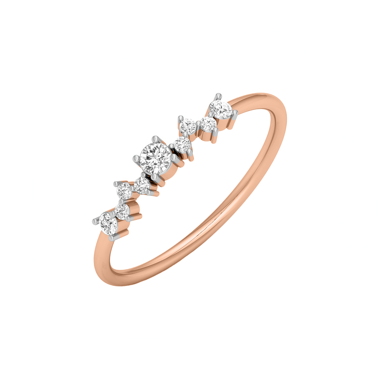 Redline Jewerly - Illusion - String Ring with 0.05ct Round Diamond in Rose  Gold Cluster Setting - Redline