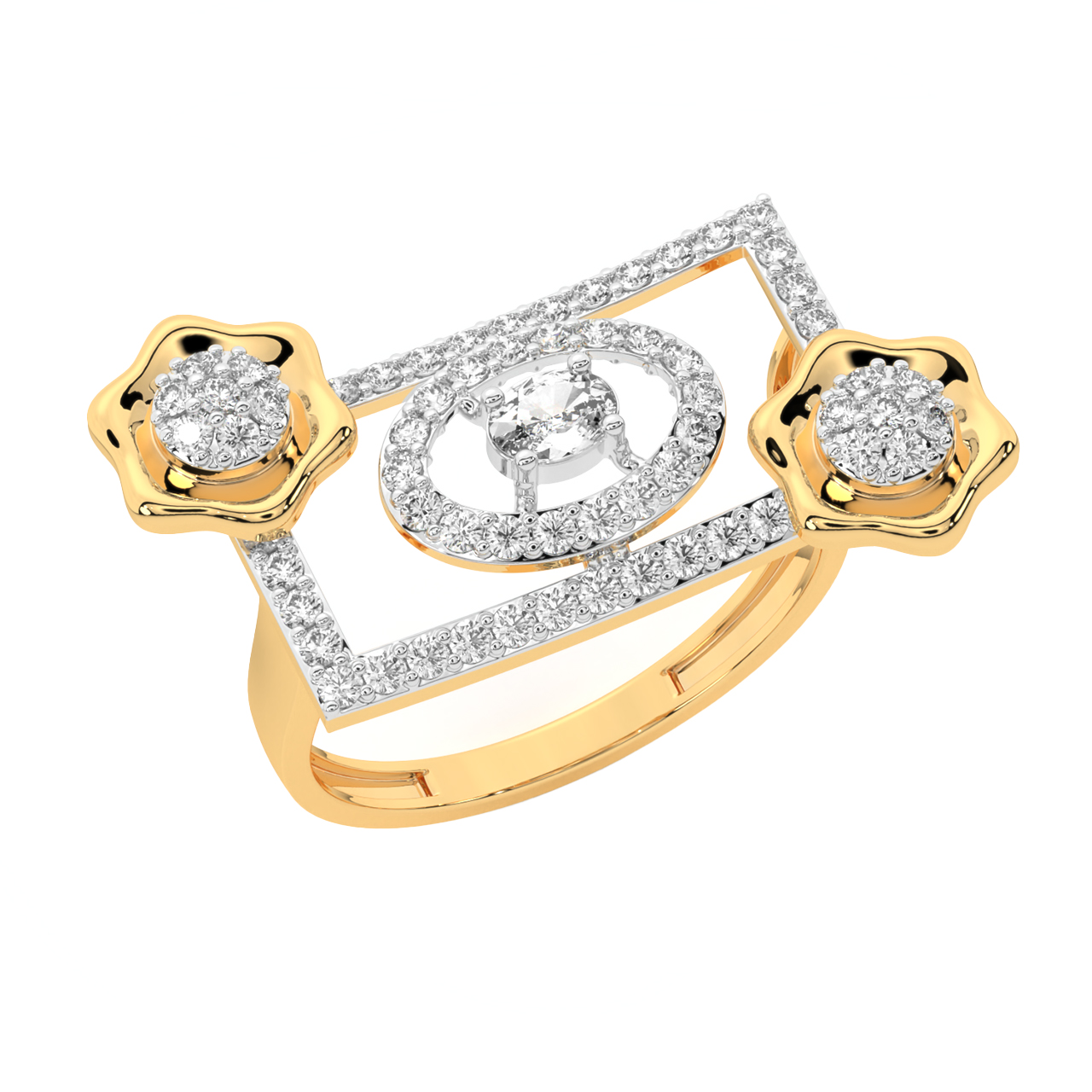 Uncluttered 18 Karat Yellow Gold And Diamond Finger Ring