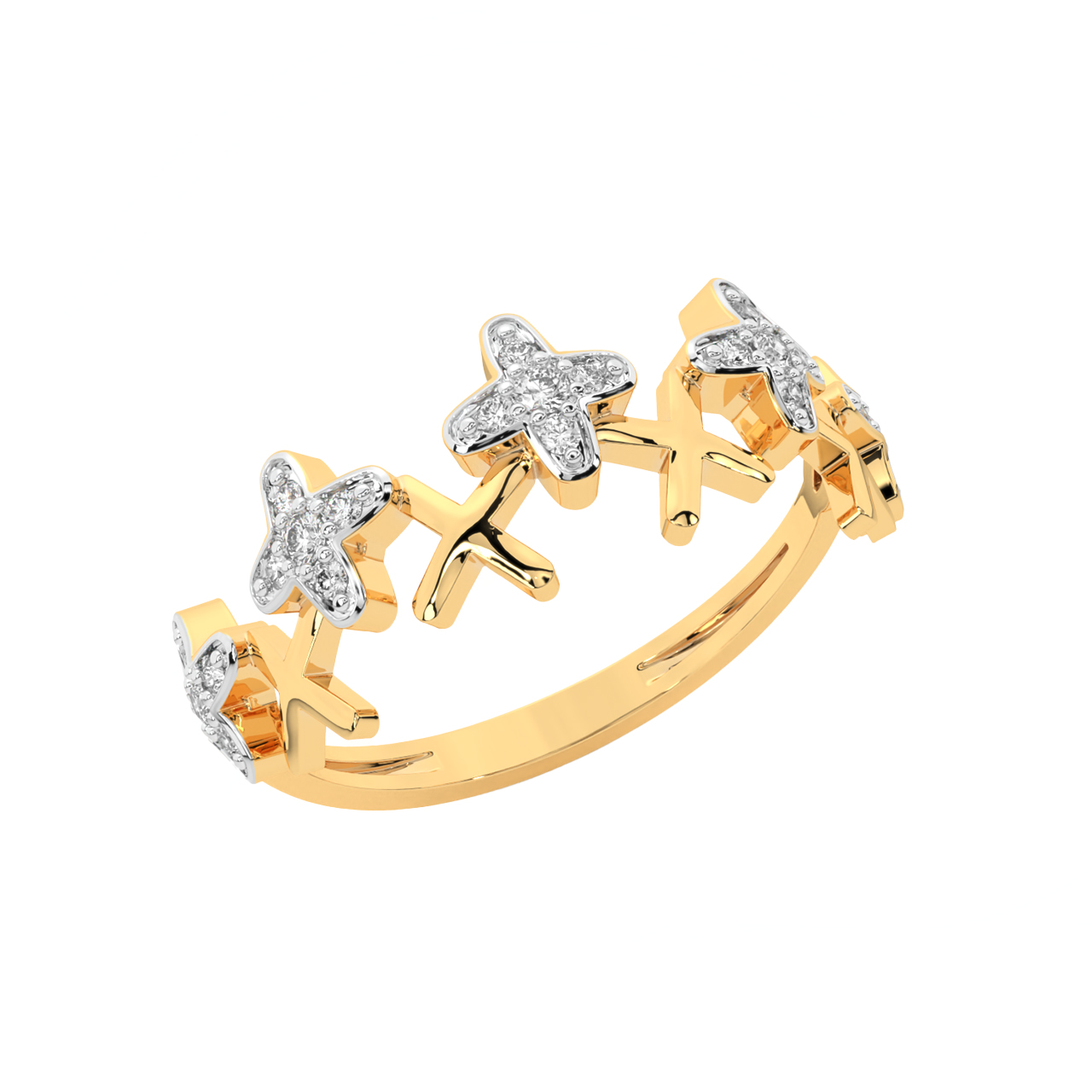 Gucci Diamond GG Criss Cross 18K Gold Ring