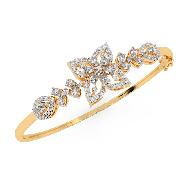 Striking Snowflake Diamond + 18k Gold Bangle Bracelet – Andaaz Jewelers